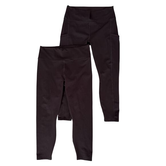 2 Fabletics Black Power Capri High Rise Leggings with Pockets-Large - Picture 1 of 8